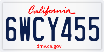 CA license plate 6WCY455