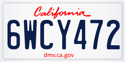 CA license plate 6WCY472