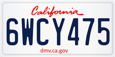 CA license plate 6WCY475