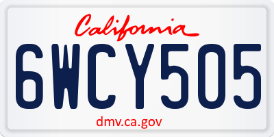 CA license plate 6WCY505