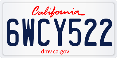 CA license plate 6WCY522