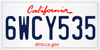CA license plate 6WCY535