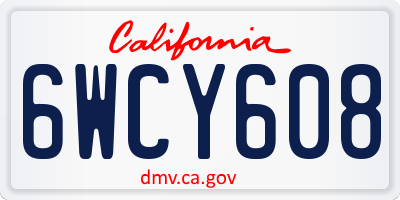 CA license plate 6WCY608