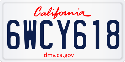 CA license plate 6WCY618