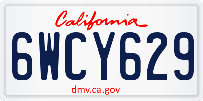 CA license plate 6WCY629