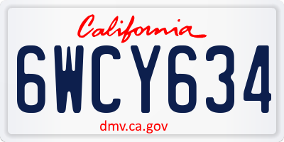 CA license plate 6WCY634