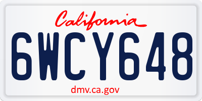 CA license plate 6WCY648