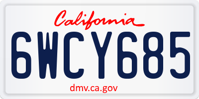 CA license plate 6WCY685