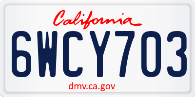 CA license plate 6WCY703
