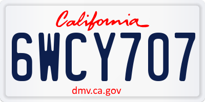 CA license plate 6WCY707