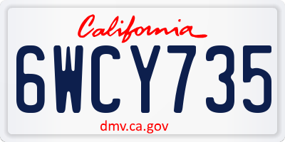CA license plate 6WCY735