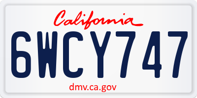 CA license plate 6WCY747