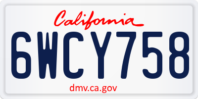 CA license plate 6WCY758