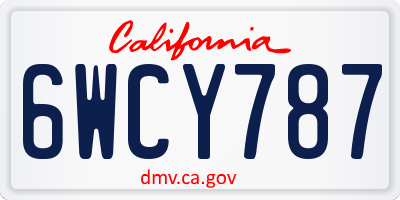 CA license plate 6WCY787