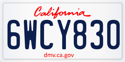 CA license plate 6WCY830