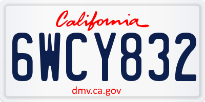 CA license plate 6WCY832