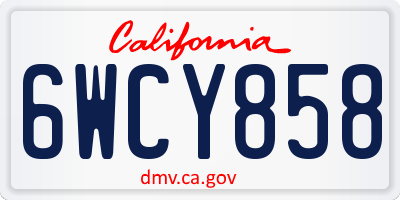 CA license plate 6WCY858