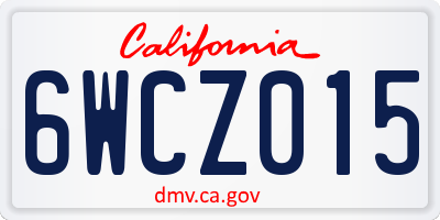 CA license plate 6WCZ015