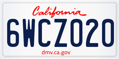 CA license plate 6WCZ020