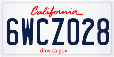 CA license plate 6WCZ028