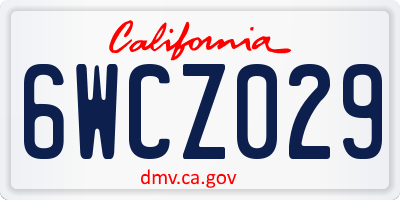 CA license plate 6WCZ029