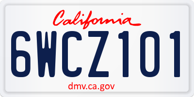 CA license plate 6WCZ101