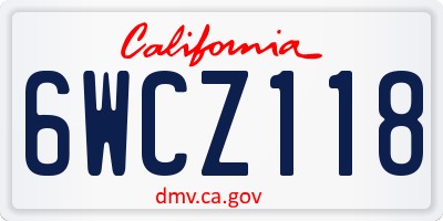 CA license plate 6WCZ118