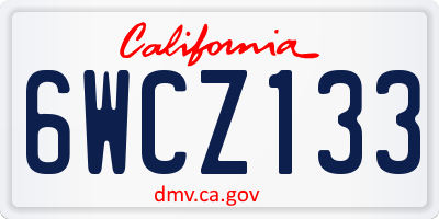 CA license plate 6WCZ133