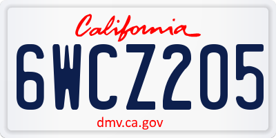 CA license plate 6WCZ205