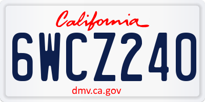 CA license plate 6WCZ240