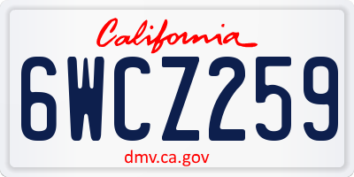 CA license plate 6WCZ259