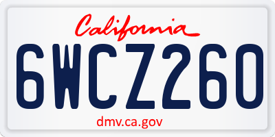 CA license plate 6WCZ260