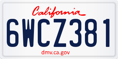 CA license plate 6WCZ381