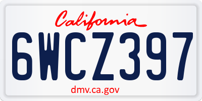 CA license plate 6WCZ397