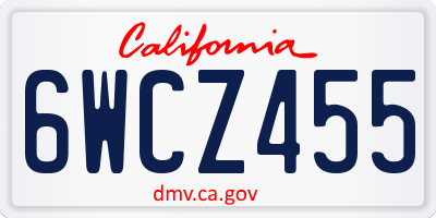 CA license plate 6WCZ455