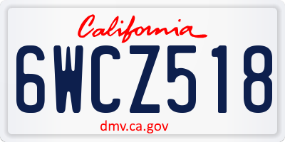 CA license plate 6WCZ518