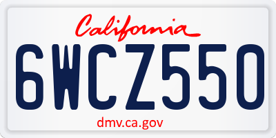 CA license plate 6WCZ550
