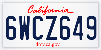 CA license plate 6WCZ649