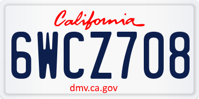CA license plate 6WCZ708