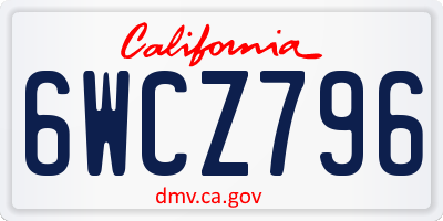 CA license plate 6WCZ796