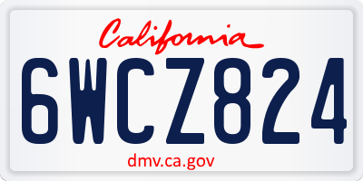 CA license plate 6WCZ824