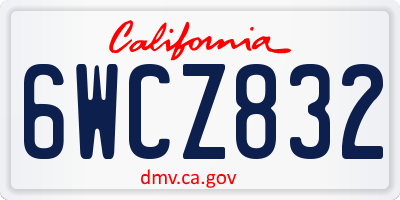 CA license plate 6WCZ832