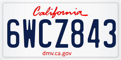 CA license plate 6WCZ843