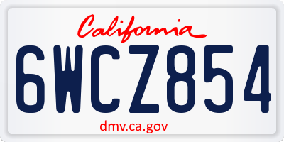 CA license plate 6WCZ854