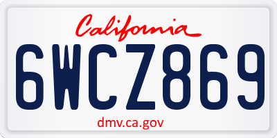 CA license plate 6WCZ869