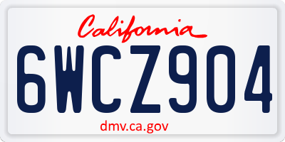 CA license plate 6WCZ904