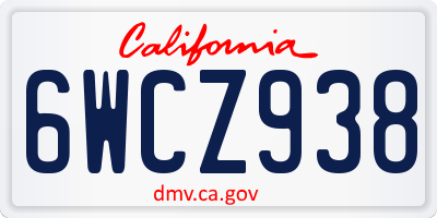 CA license plate 6WCZ938