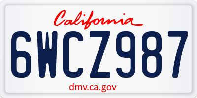CA license plate 6WCZ987