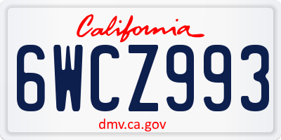 CA license plate 6WCZ993