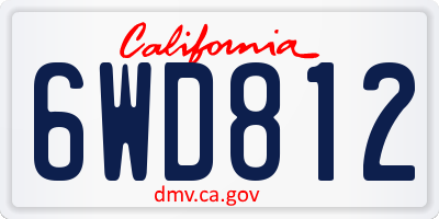 CA license plate 6WD812